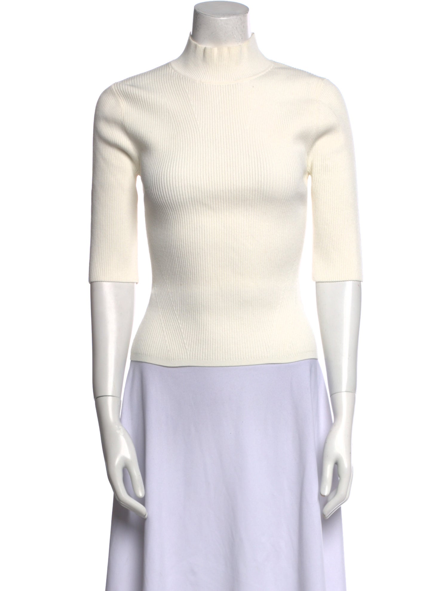 Veronica Beard Mock Neck Three-Quarter Sleeve Top